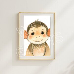 Cute Monkey Portrait 11x17 Art Print